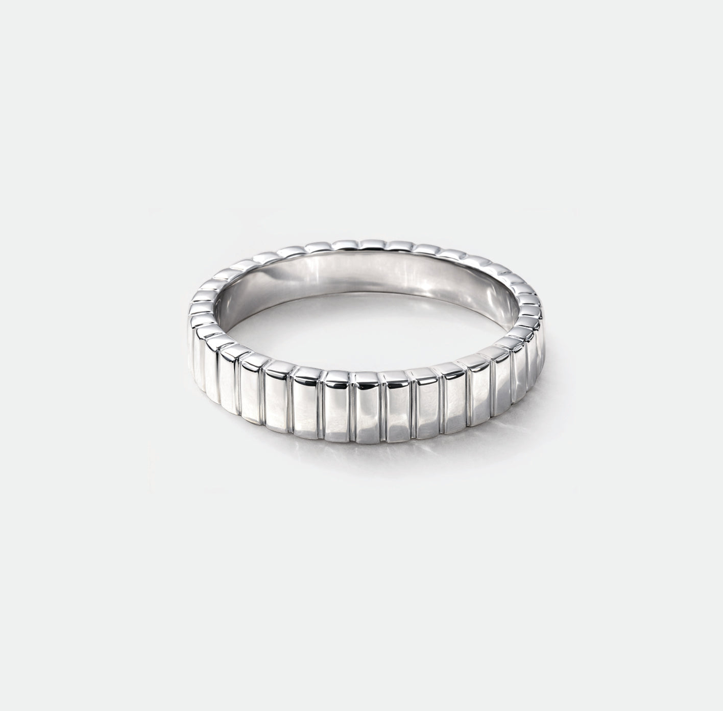 Textured silvered ring in stainless steel - SS253R022SL