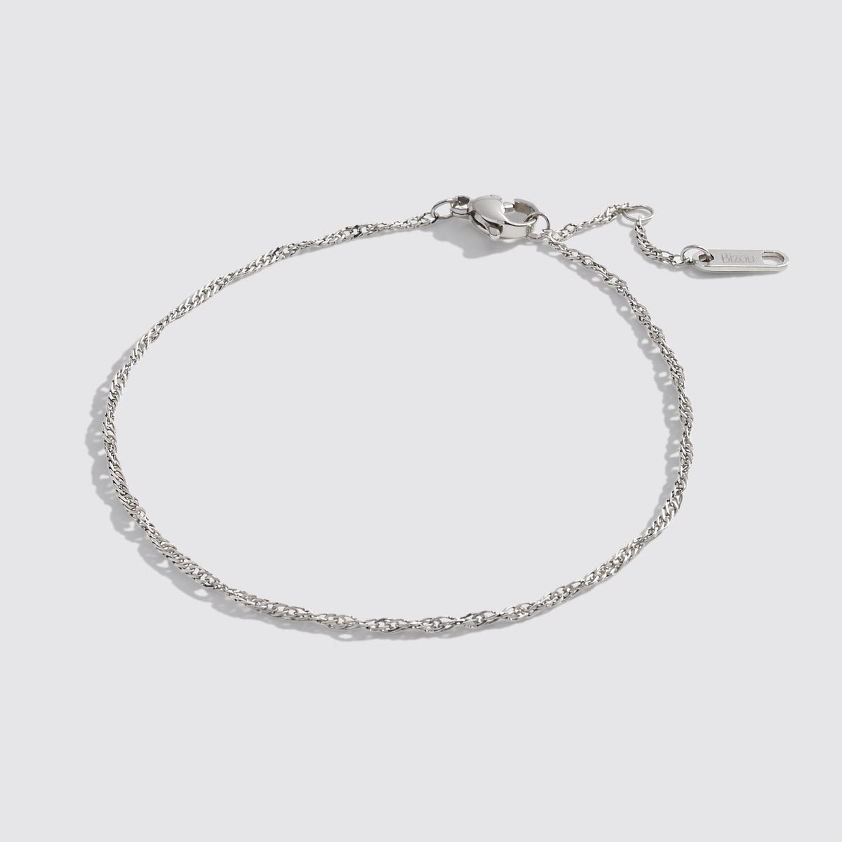 Silvered Singapore Stainless Steel Anklet