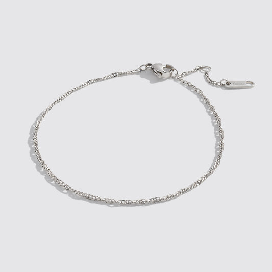 Silvered Singapore Stainless Steel Anklet
