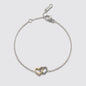 Silvered Bracelet in Stainless Steel with Two-Tone Hearts