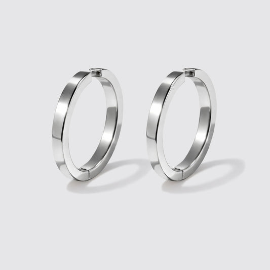Silvered Hoop Earrings in Stainless Steel