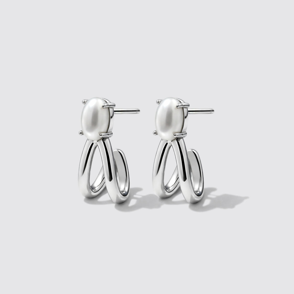 Silvered Earrings in Stainless Steel with Pearl