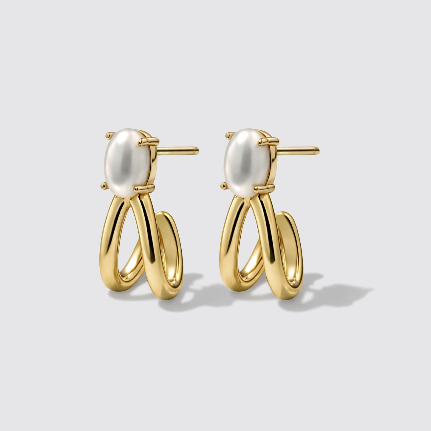 Golden Earrings in Stainless Steel with Pearl