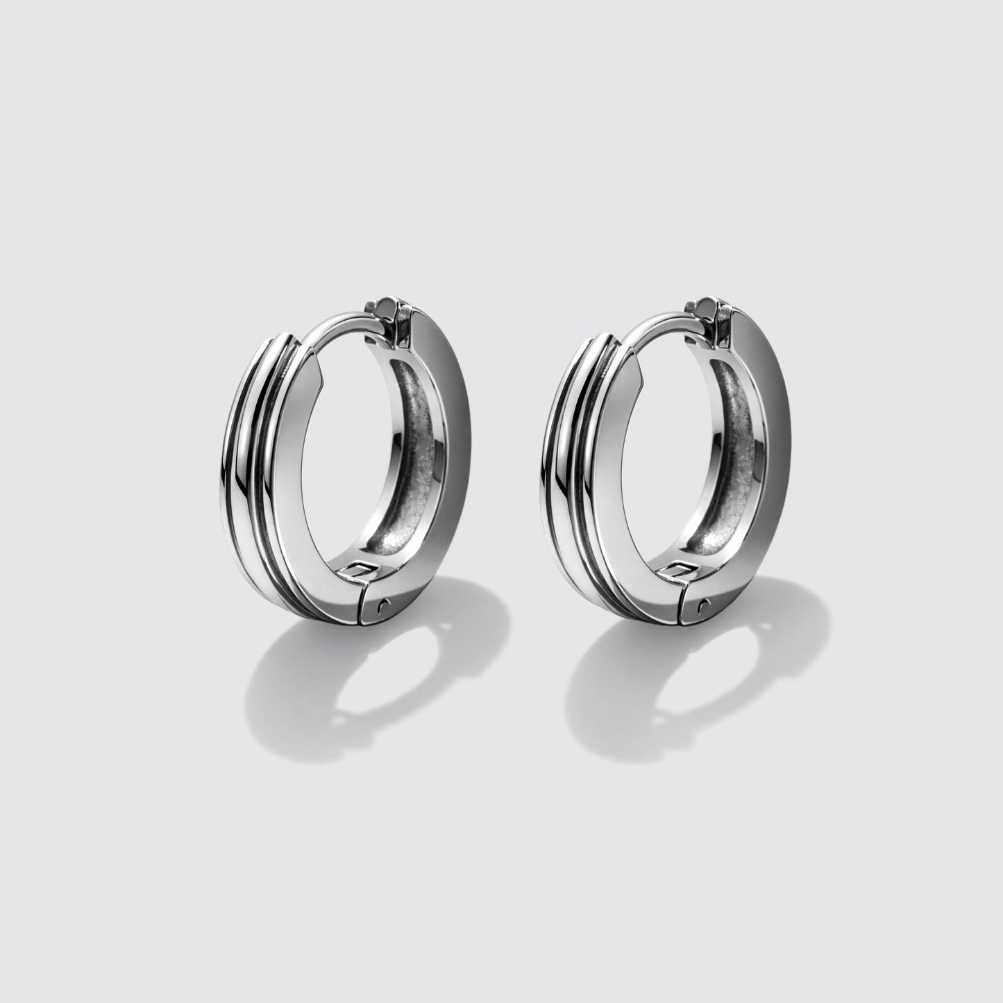 Silvered Huggies with Three Layers in Stainless Steel