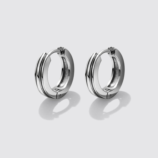 Silvered Huggies with Three Layers in Stainless Steel