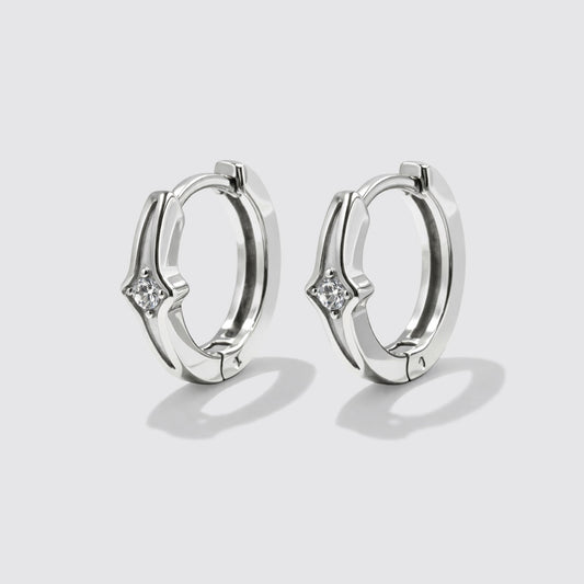 Silvered Huggies in Stainless Steel with Star