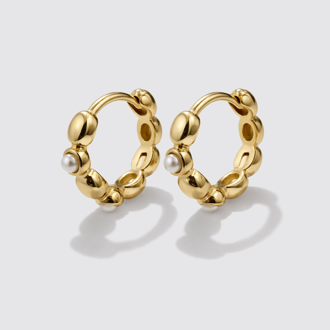 Golden Huggies in Stainless Steel with Pearls