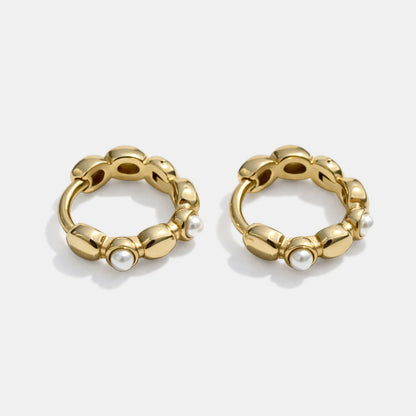 Golden Huggies in Stainless Steel with Pearls