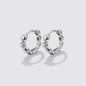 Silvered Huggies in Stainless Steel with Pearls