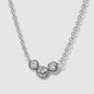 Silvered Necklace in Stainless Steel with Trio of Cubic Zirconia