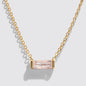 Golden Necklace in Stainless Steel, Rectangular Pink Stone