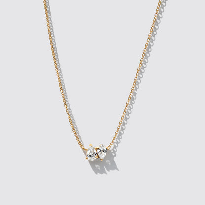 Golden Necklace in Stainless Steel, Drop-Shaped Cubic Zirconia - 18.5"
