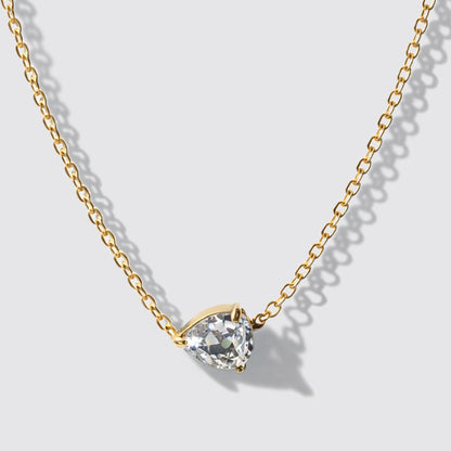 Golden Necklace in Stainless Steel, Drop-Shaped Cubic Zirconia - 16" + 1" + 1.5"