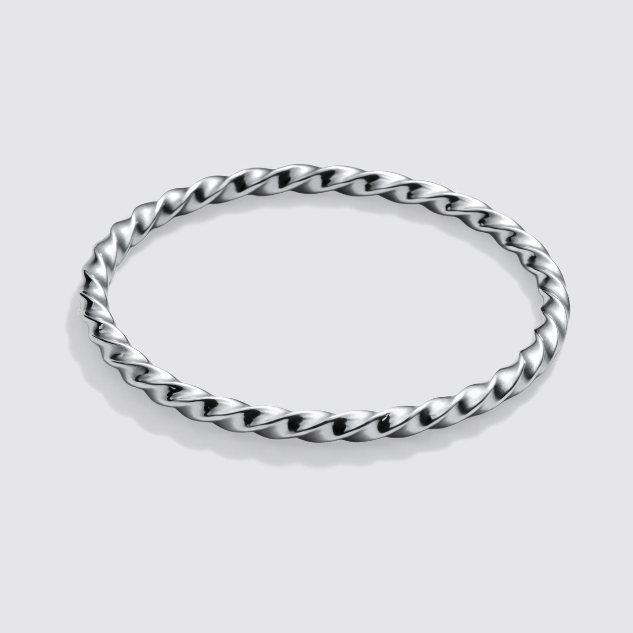 Silvered Twisted Ring in Stainless Steel