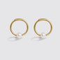 Mini Golden Sleeper Earrings with Pearl Stainless Steel